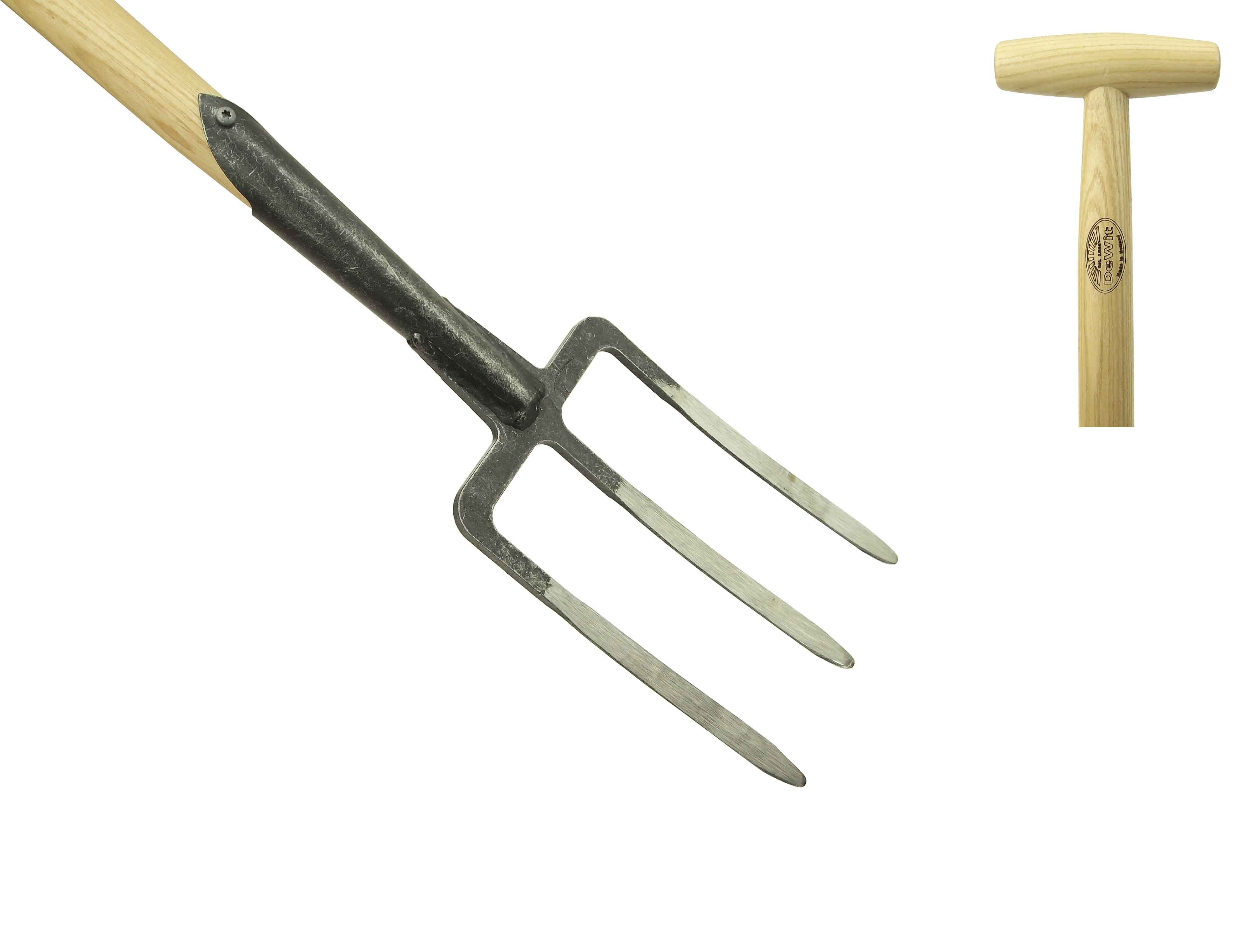 Garden fork 3 prong ash T-handle 900mm | DeWit